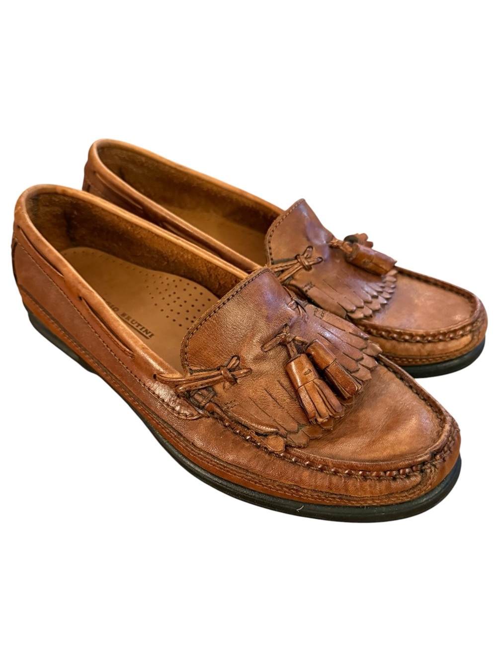 Giorgio Brutini Montehi 8.5D Chestnut Brown Leather Kiltie Tassel Loafers Brazil
